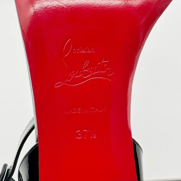 CHRISTIAN LOUBOUTIN Miss Sabina Black Ankle Strap Heel Size 37.5 Patent Leather - Picture 11 of 14